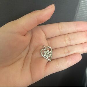 Sterling Silver Paw Heart Pet Pendant 925 Memorial Charm